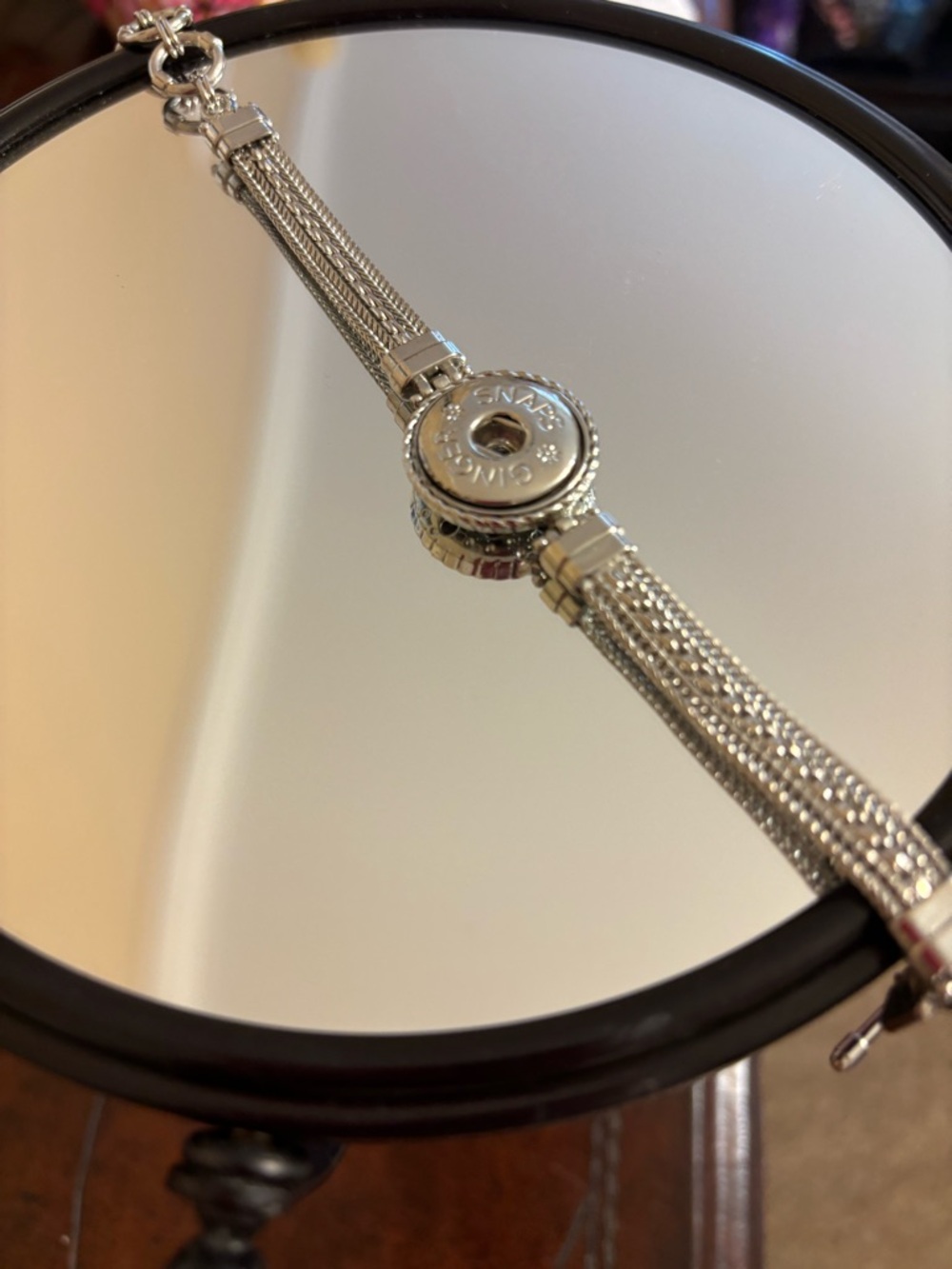 Interchangeable Snap Charm Mesh Bracelet - Silver